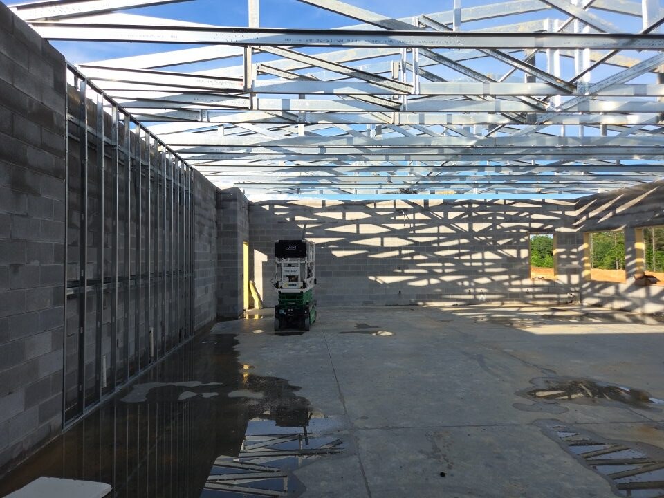 Truss installation beginning on the Part C classrooms
